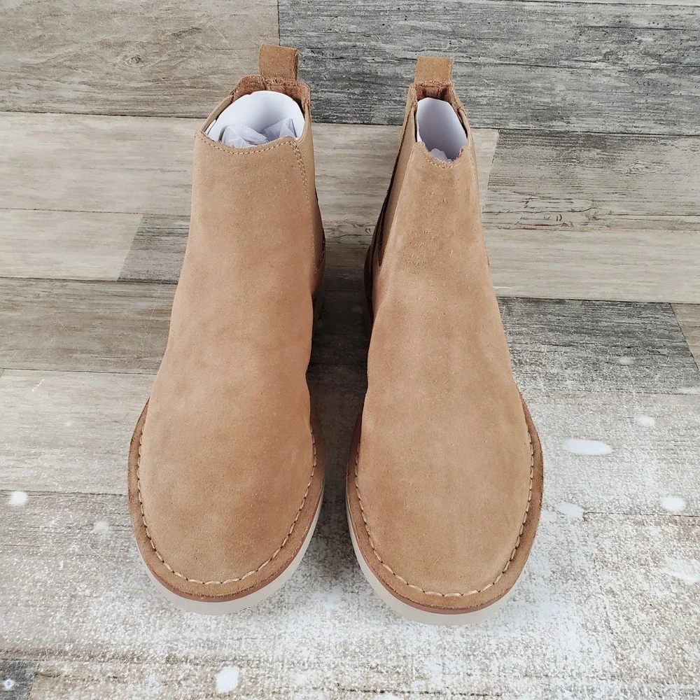 Toms Skyline Mens Chelsea Boot Sz 7 Comfort Toffee Suede Round Toe Pull On Ankle